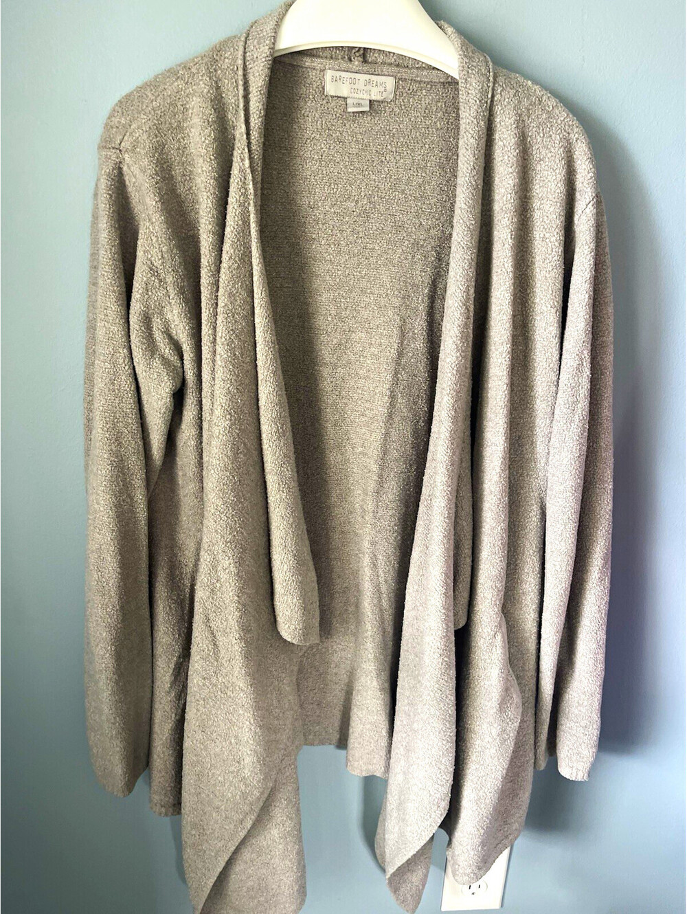 Barefoot Dreams Women's Gray Knit Open Front Solid Cardigan Sweater L/XL